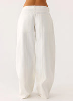 Johnny Low Rise Wide Leg Denim Jeans - White