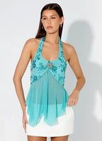 Feature Me Beaded Top - Blue