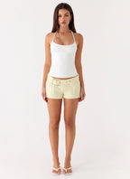Favourite Moment Belt Mini Shorts - Pale Yellow