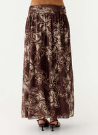 Hot Like Me Maxi Skirt - Espresso Meadow