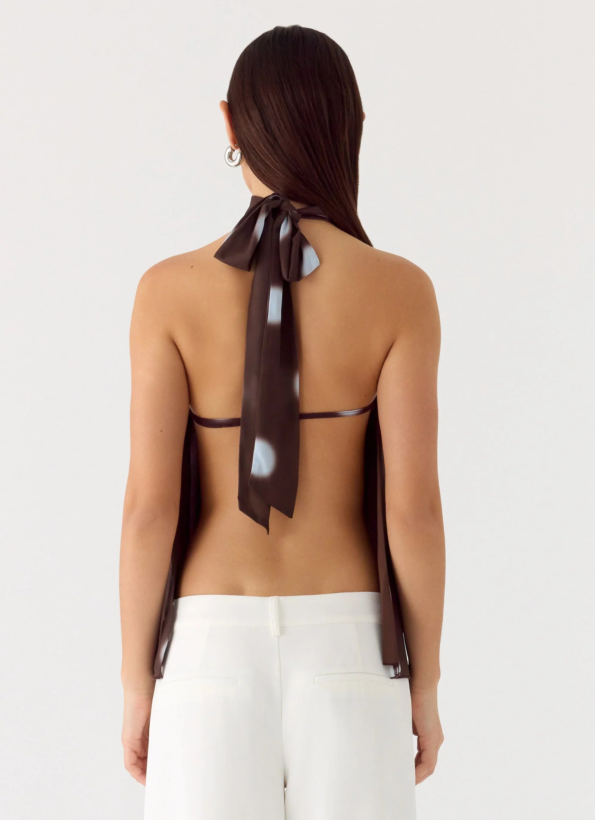 Corrida Backless Top - Chocolate Blue Dot