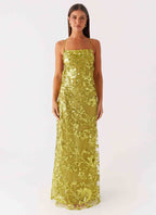 Havana Sequin Maxi Dress - Lime