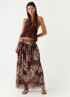 Hot Like Me Maxi Skirt - Espresso Meadow