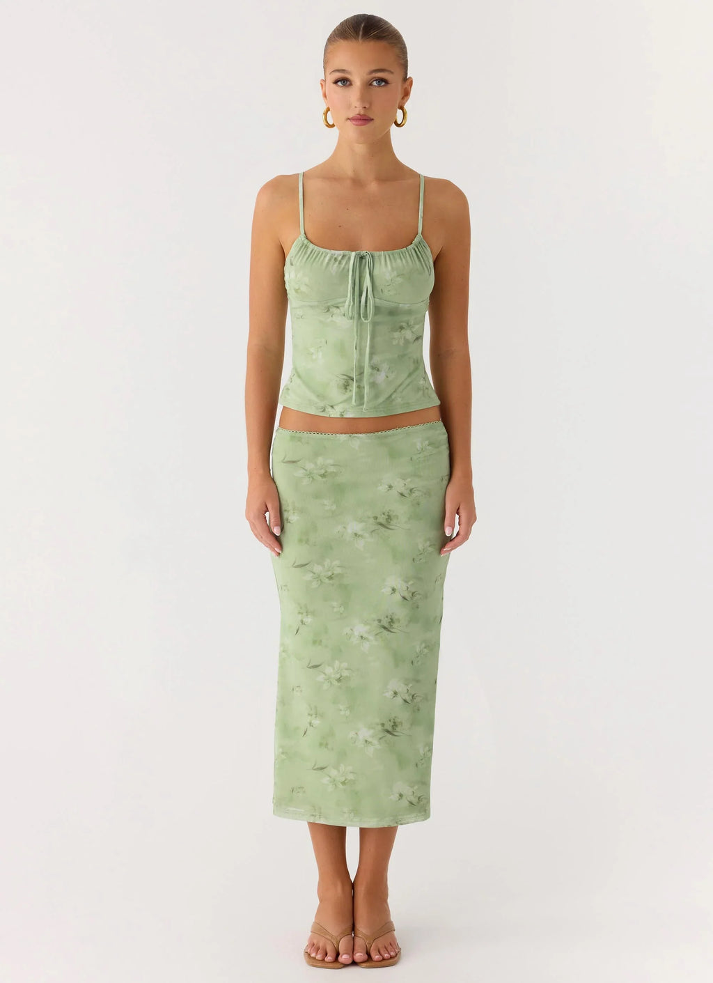 Bahama Low Rise Midi Skirt - Blurred Lime
