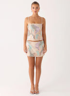 Elyna Beaded Mini Skirt - Swirl Sequin