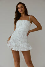 Dori Embellished Mini Dress Palm Tree White