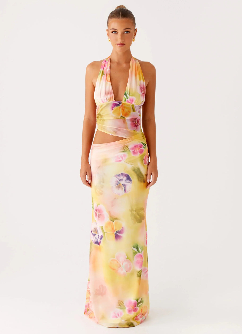 Main Act Halter Maxi Dress - Sunburst Floral