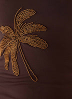 Brienne Beaded Halter Top - Chocolate