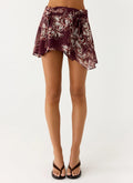 Fiore Asymmetrical Mini Skirt - Espresso Meadow