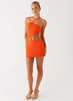 Riano Cut Out Mini Dress - Fire Orange