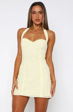 So Curious Mini Dress Lemon