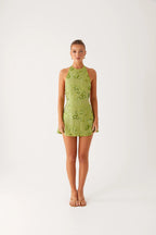 Leo Beaded Mini Dress - Green