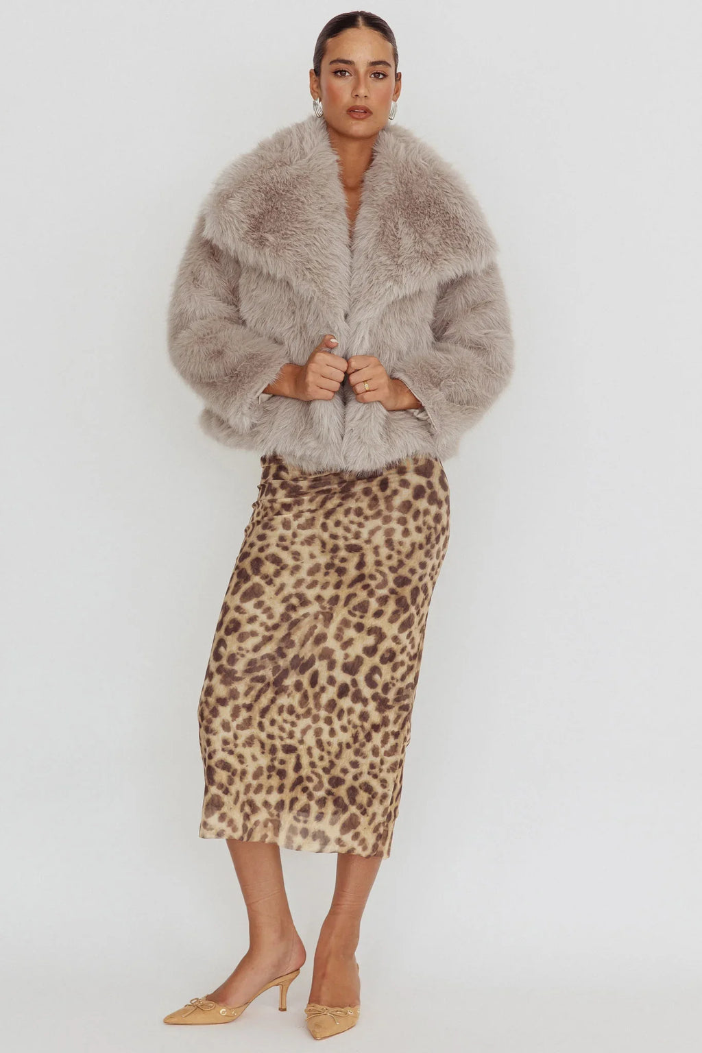 Copenhagen Oversized Lapel Fur Jacket Cream