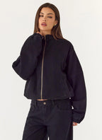 Waylon Denim Bomber Jacket - Black