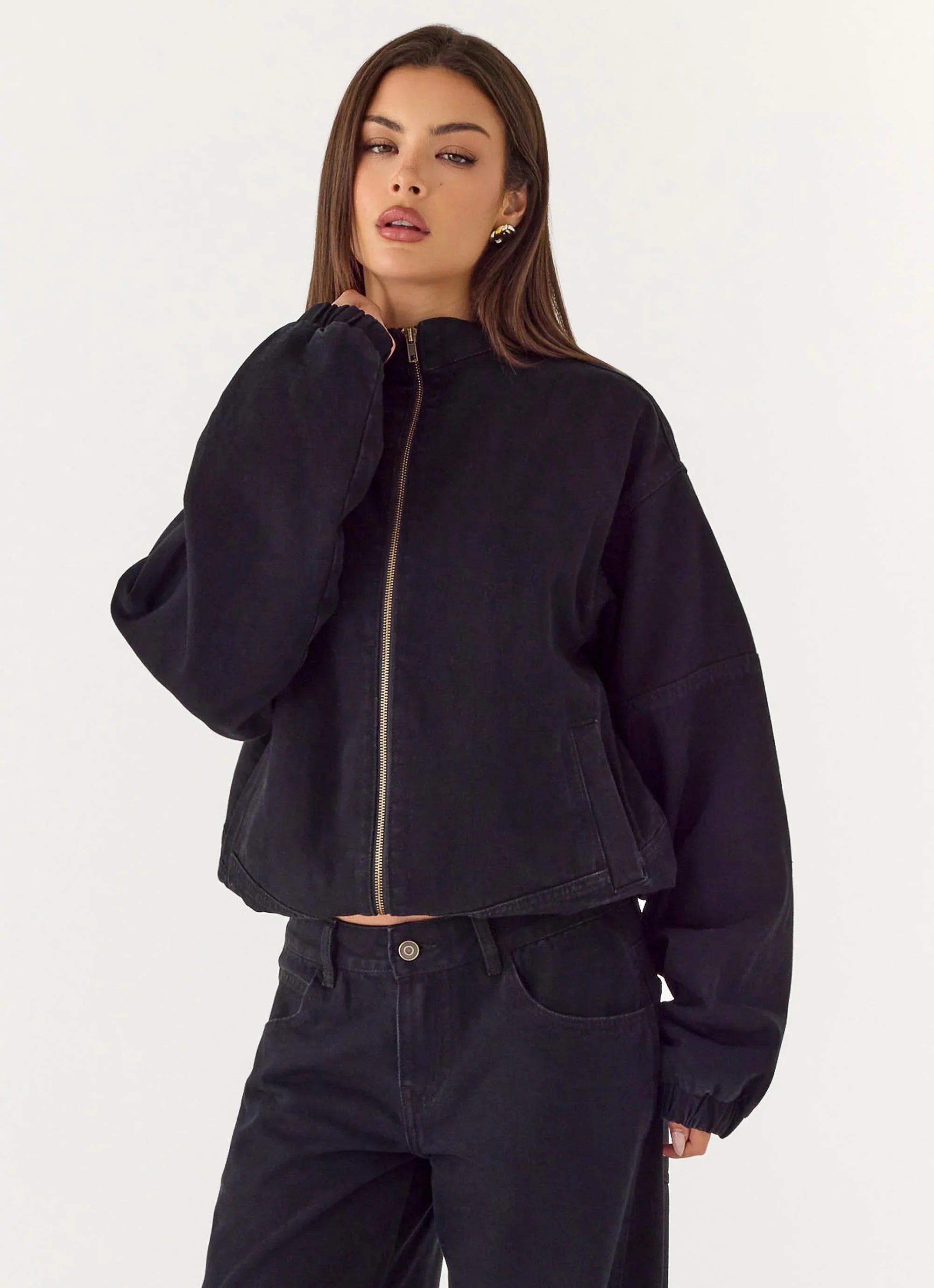 Waylon Denim Bomber Jacket - Black