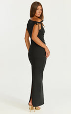 Belle Maxi Dress - Tie Shoulder Detail Dress in Black