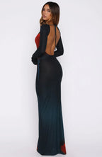 No Halo Long Sleeve Maxi Dress Midnight Scarlet