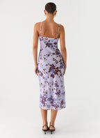 Bluma Lace Trim Midi Dress - Antique Lilac Floral