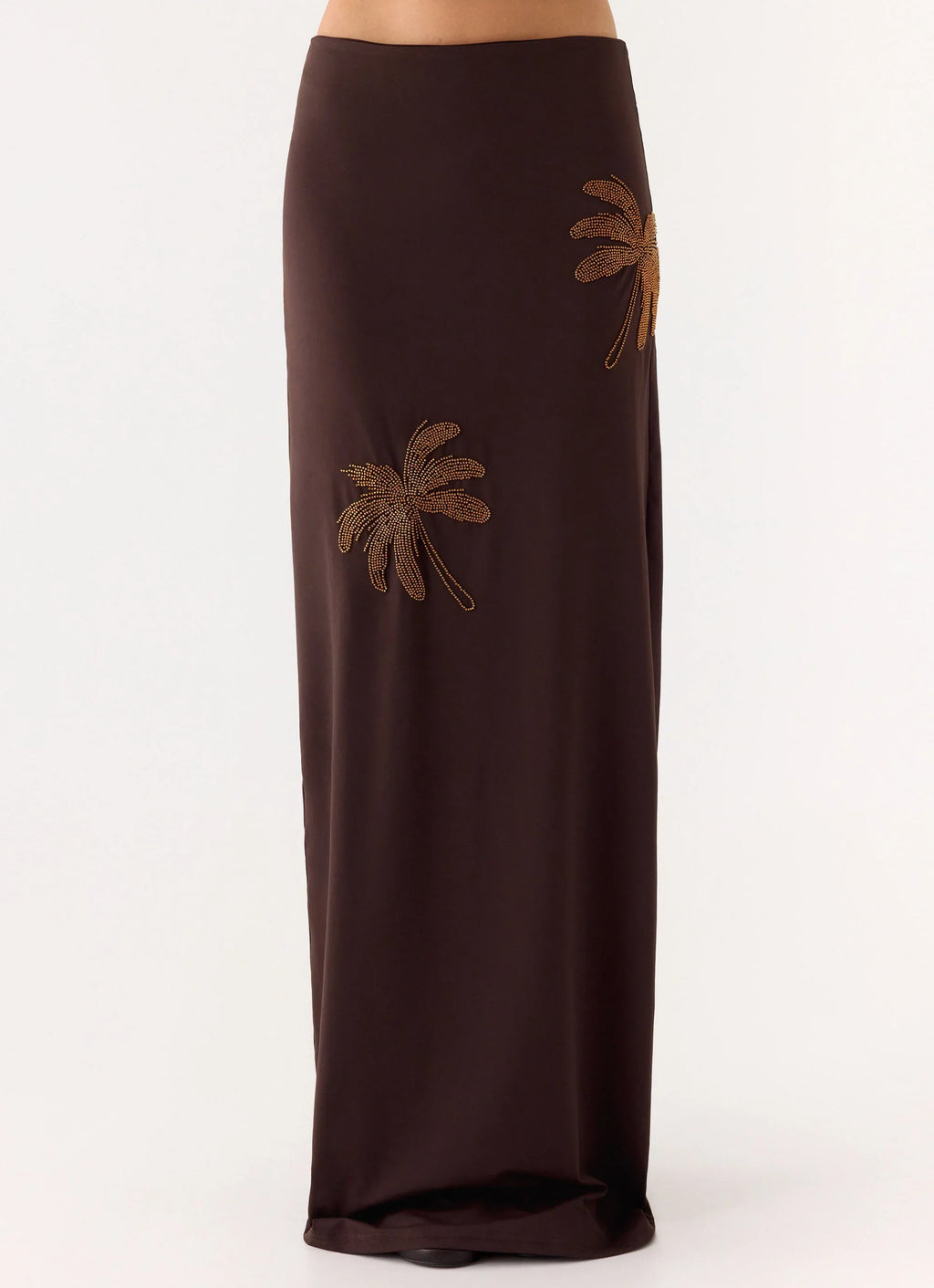 Brienne Beaded Maxi Skirt - Chocolate
