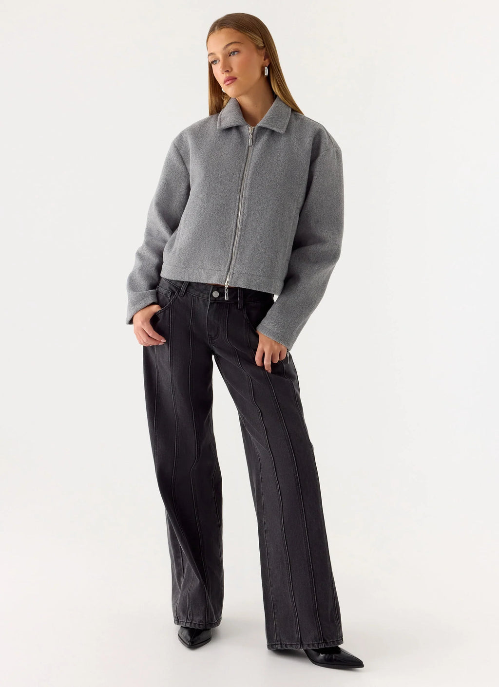 Enzo Faux Wool Jacket - Grey