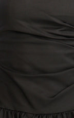 Louisa Maxi Dress - Strapless Side Ruched Dropped Waist Fit And Flare Dress in Black