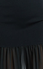 Barbara Maxi Dress - Halter Scoop Neck Contrast Georgette Dress in Black