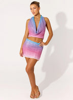 One More Time Sequin Knit Mini Skirt - Disco Ombre