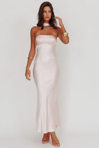 Damsel Reverse Halter Maxi Dress Blush