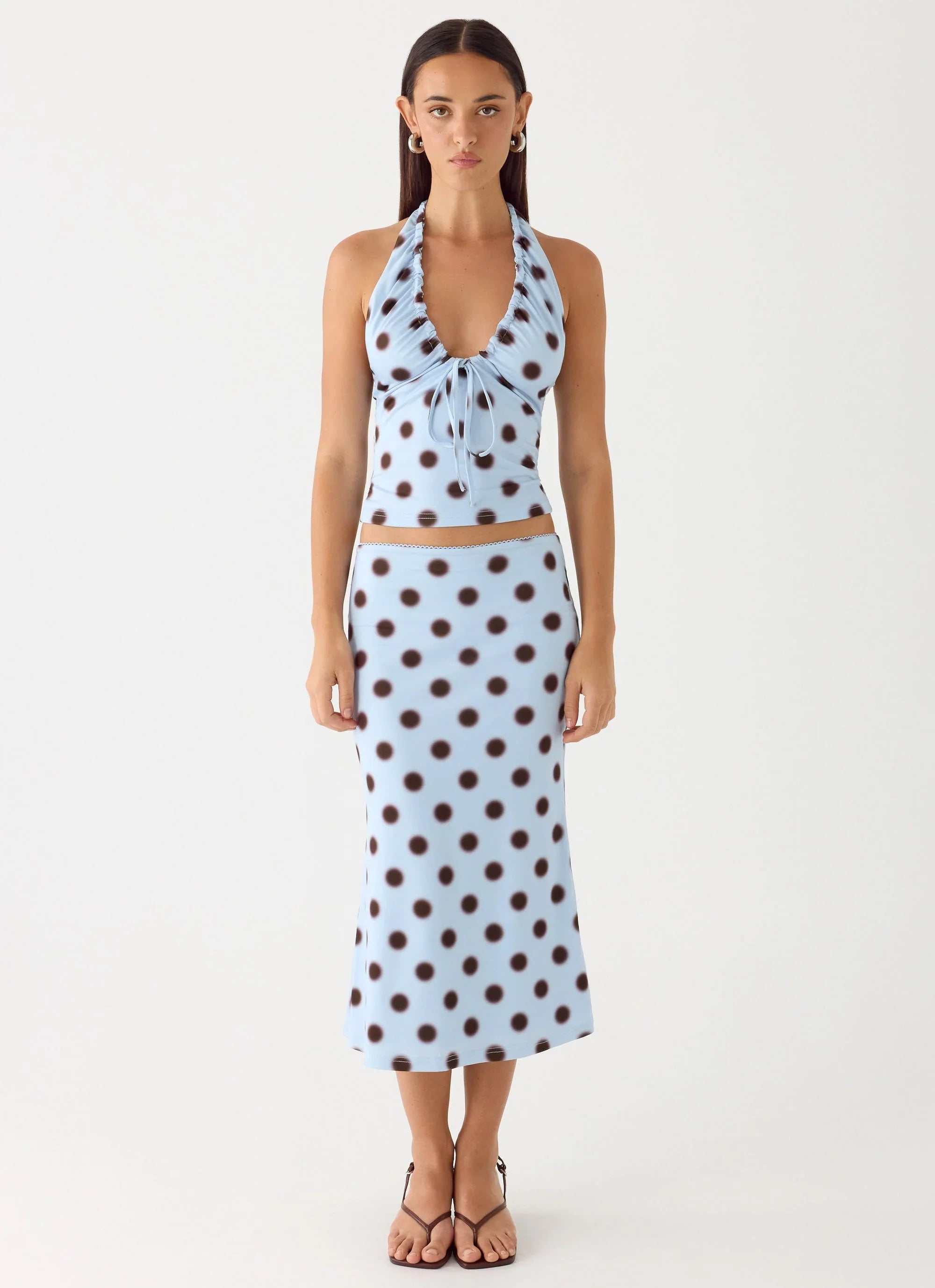 Ask You Twice Top - Blue Mocha Dot