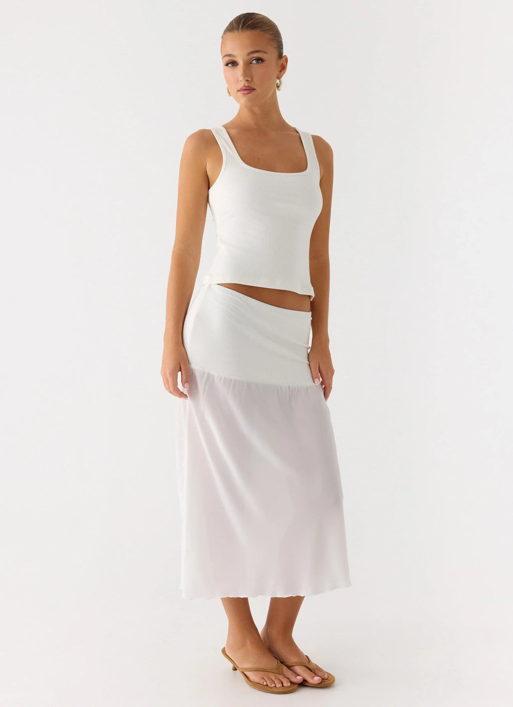Connect My Heart Midi Skirt - White