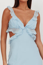 Second Chances Ruffle Trim Maxi Dress Blue