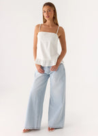 Lucie Mae Linen Top - White
