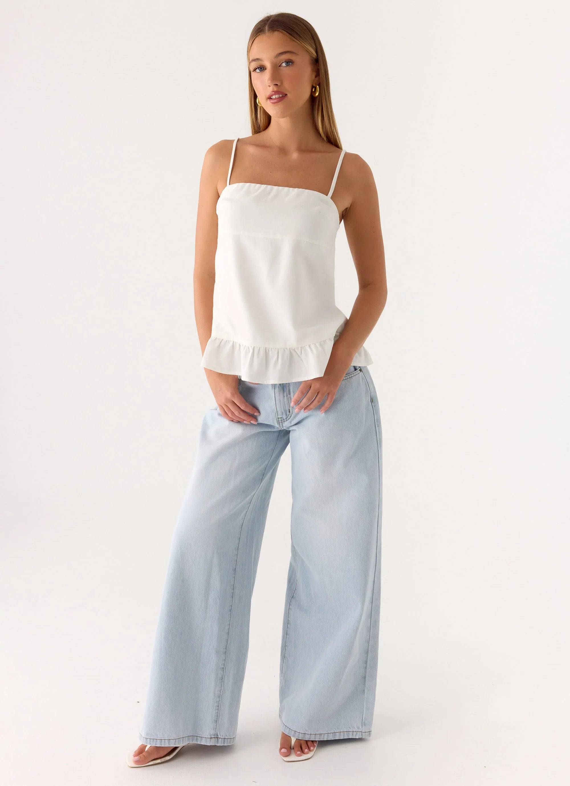 Lucie Mae Linen Top - White