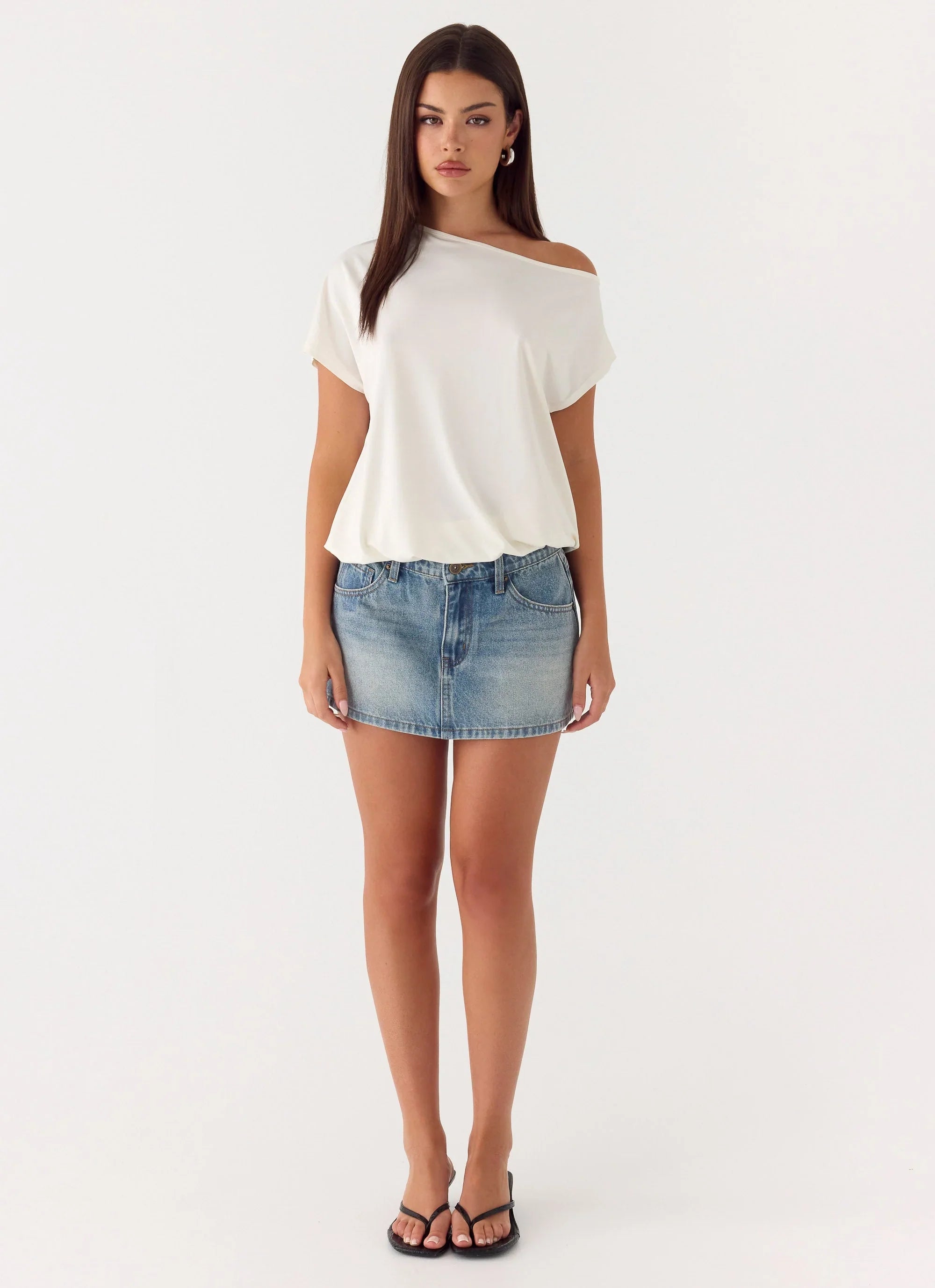 Silas Low Rise Denim Mini Skirt - Vintage Wash Blue
