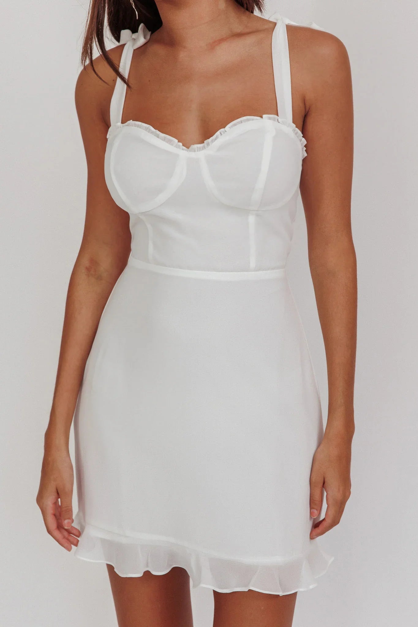 Jezika Tied Shoulder Mini Dress White