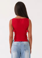Cherish You Buckle Top - Red