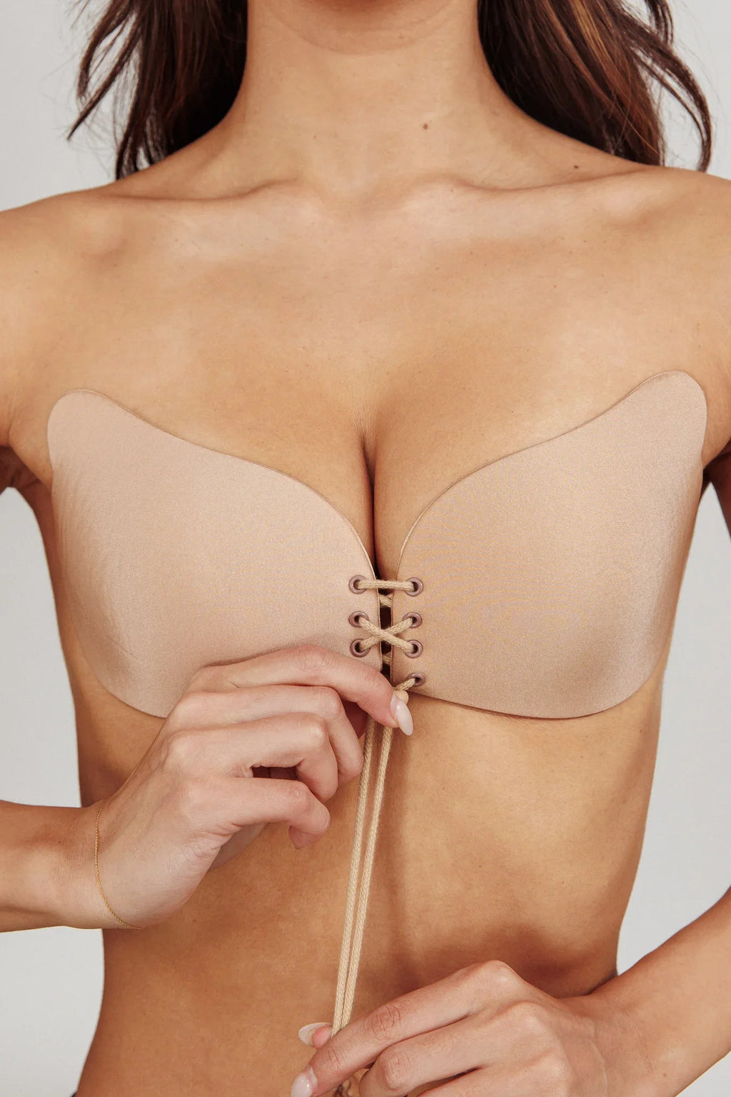 Vito Backless Lace-up Adhesive Bra Nude