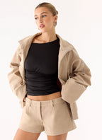 Marlow Faux Suede Jacket - Cream