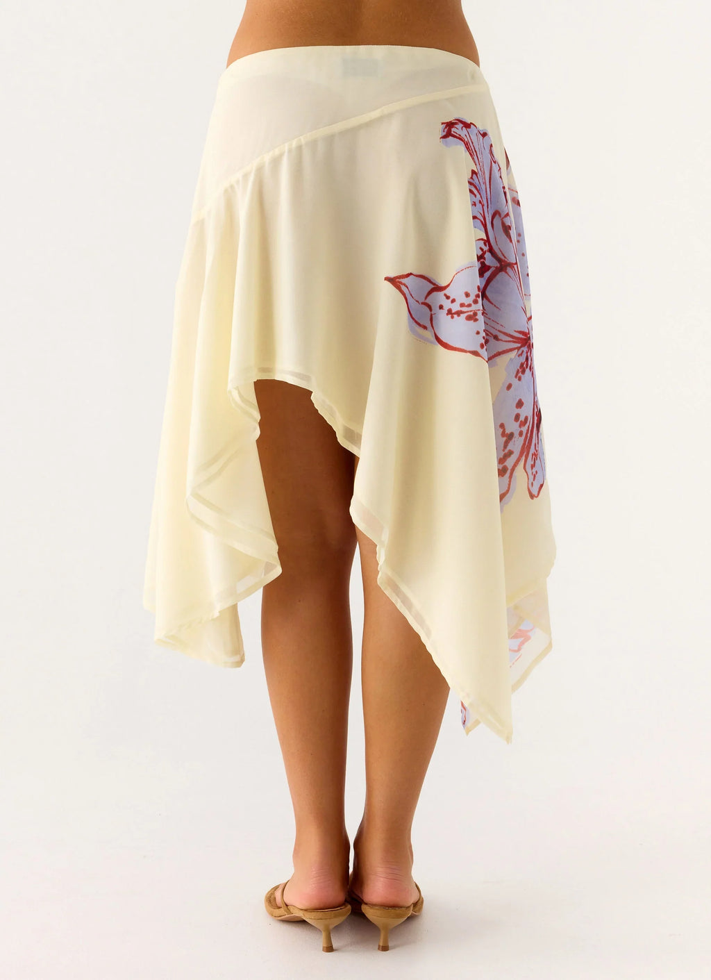 Kia Low Rise Asymmetrical Midi Skirt - Purple Floral