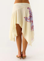Kia Low Rise Asymmetrical Midi Skirt - Purple Floral