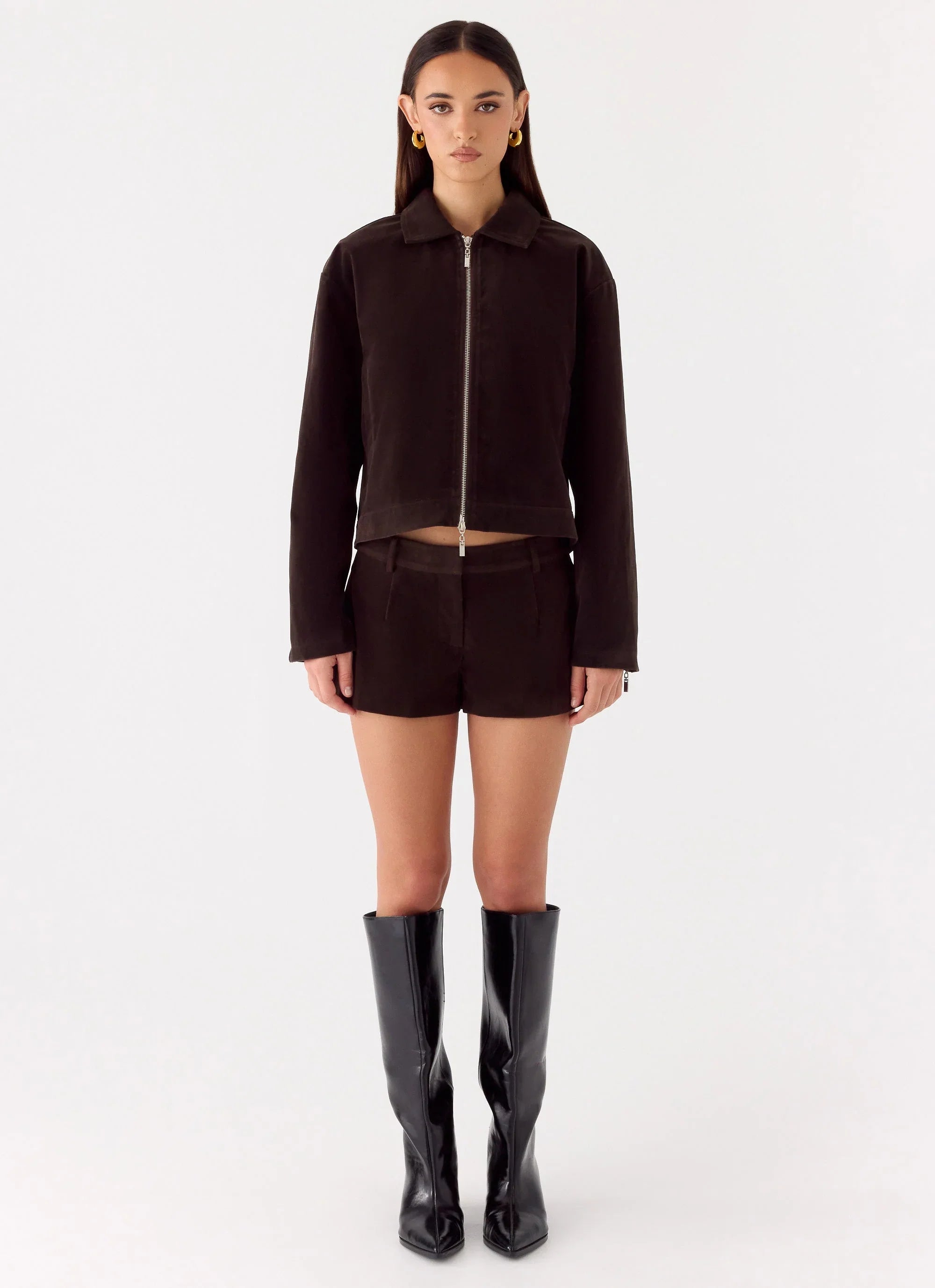 Jeremy Faux Suede Shorts - Chocolate