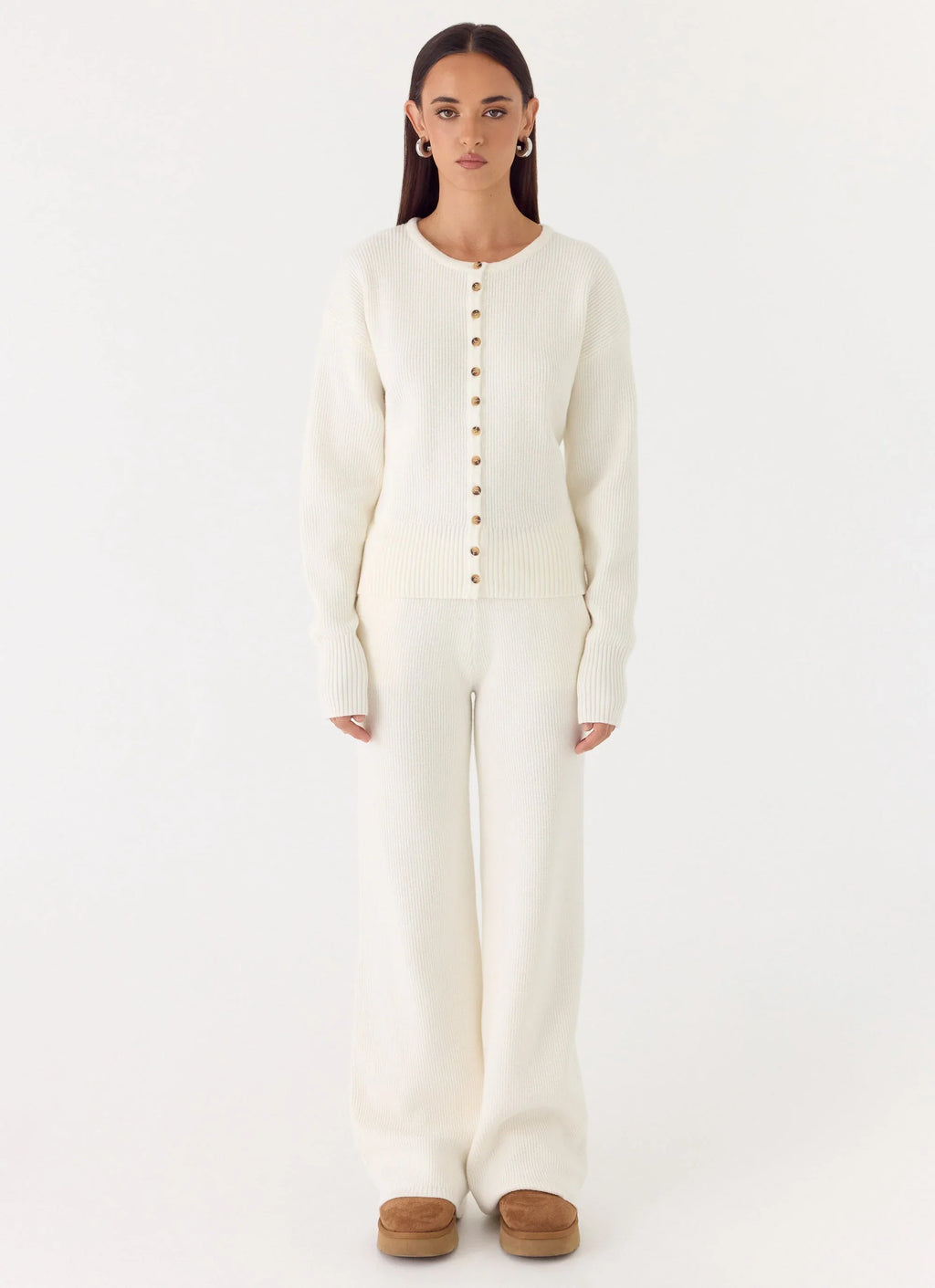 Harrison Cinched Knit Cardigan - Ivory