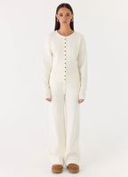 Harrison Cinched Knit Cardigan - Ivory