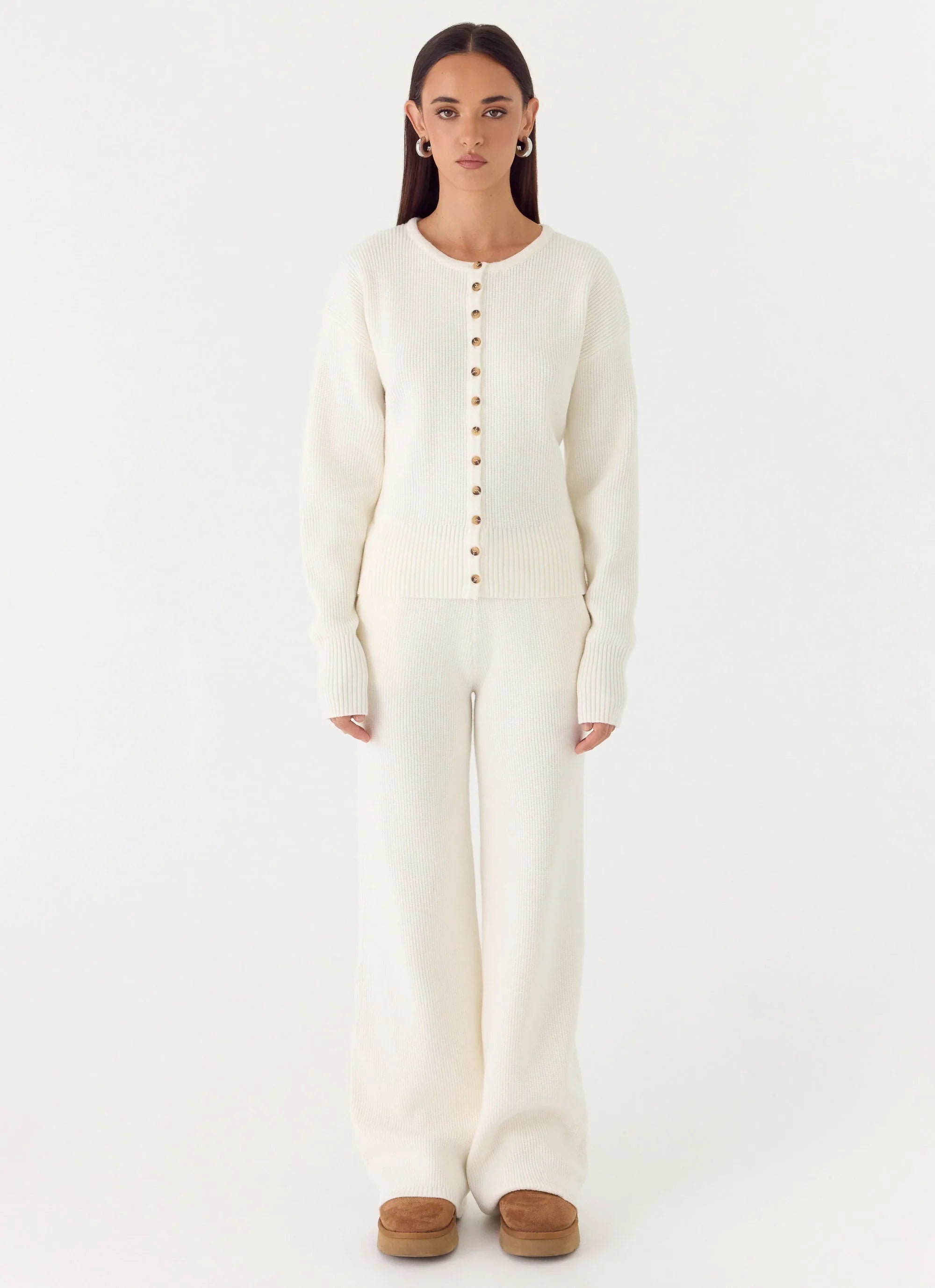 Harrison Cinched Knit Cardigan - Ivory