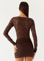 Consie Long Sleeve Mini Dress - Chocolate