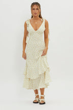 Manhattan Summer Tied Shoulder Maxi Dress Yellow