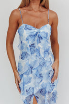 Frannie Vertical Ruffle Maxi Dress Floral Blue