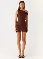 Stereotype One Shoulder Top - Chocolate