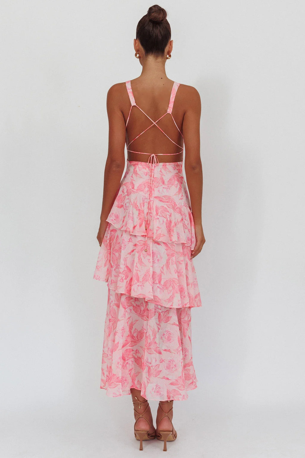 Veda Strappy Back Maxi Dress Floral Pink