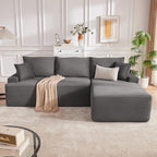 Cloud-style modular sofa, armless living room sofa, camel | L-shaped modular design, right-facing chaise, deep seating with back support, kid- and pet-friendly, suitable for apartments and living rooms